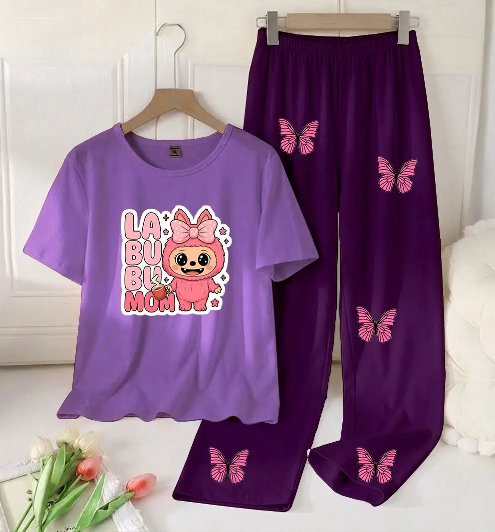 2 Pcs Women's Stitched Cotton Jersey Printed Night Suit