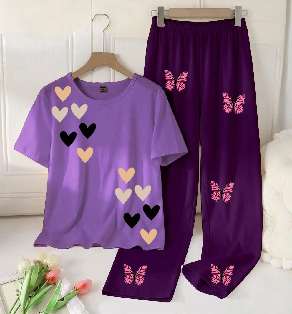2 Pcs Women's Stitched Cotton Jersey Printed Night Suit