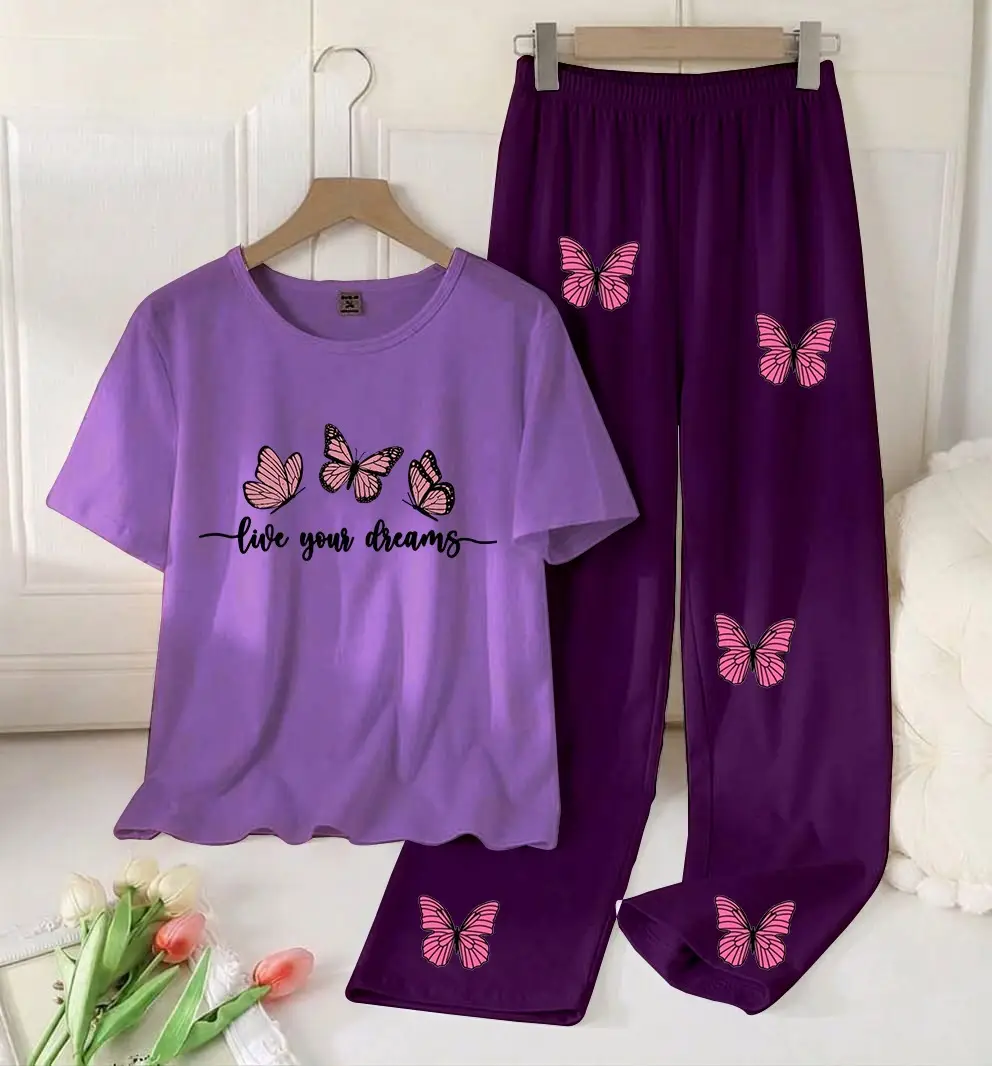 2 Pcs Women's Stitched Cotton Jersey Printed Night Suit