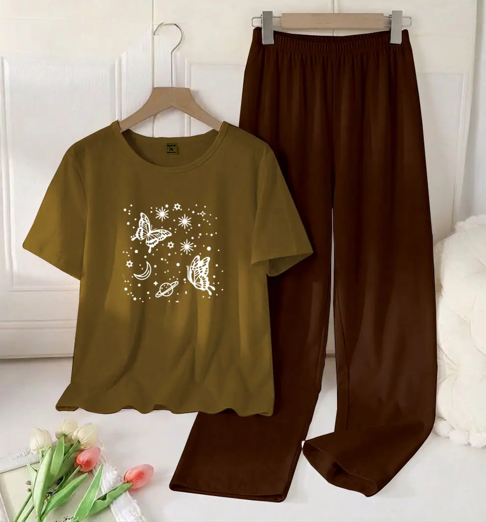 2 Pcs Women's Stitched Cotton Jersey Printed Night Suit