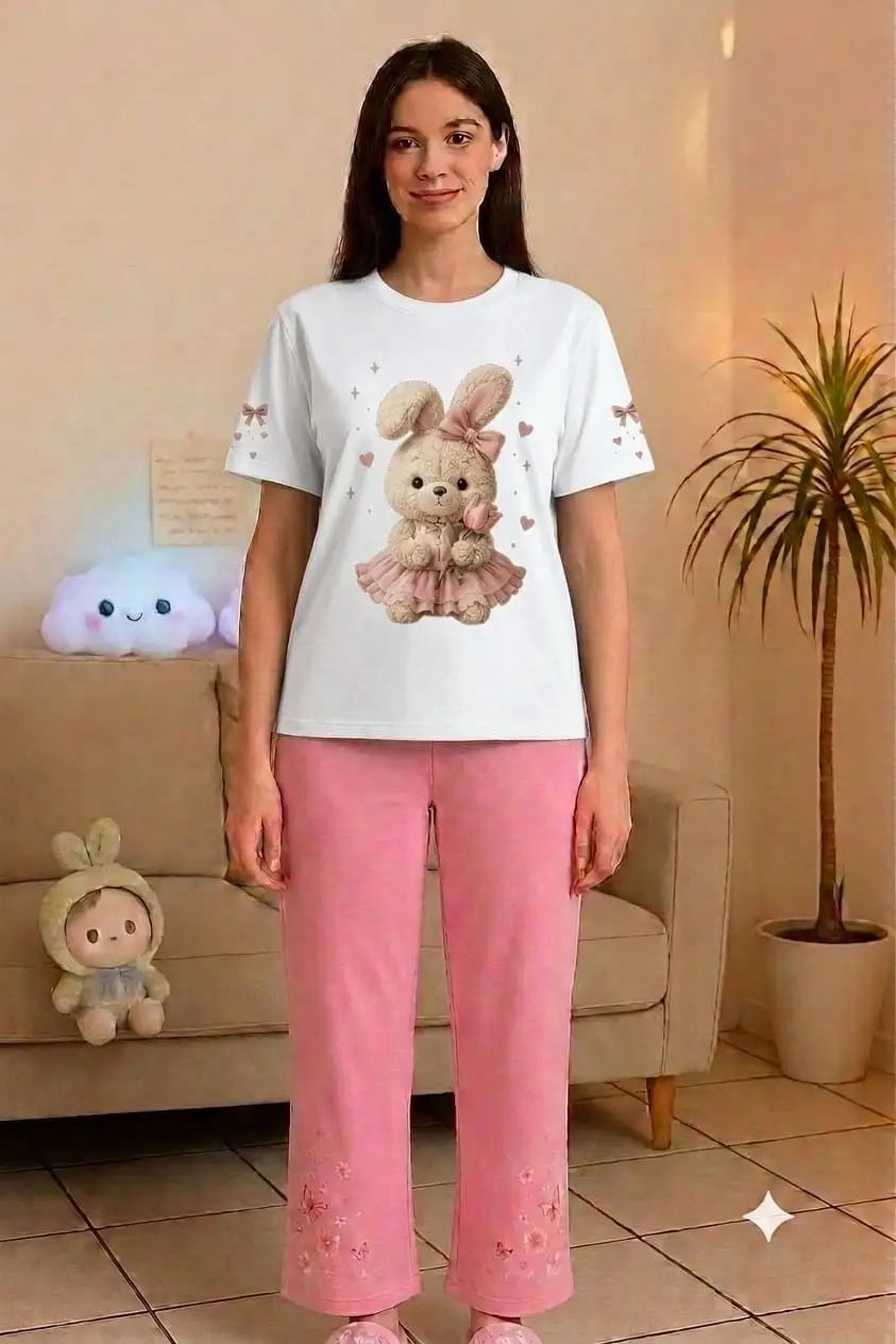 2 Pcs Women's Stitched Cotton Jersey Printed Night Suit