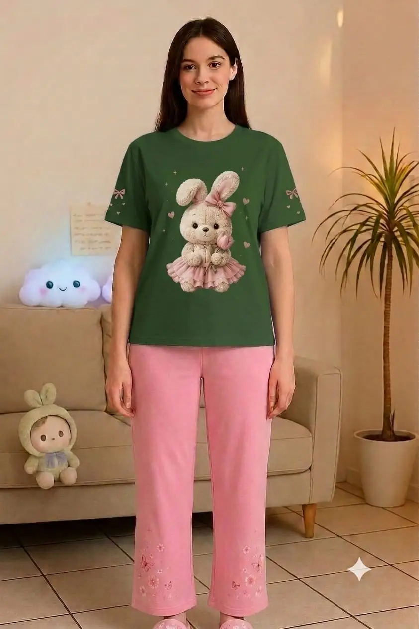 2 Pcs Women's Stitched Cotton Jersey Printed Night Suit