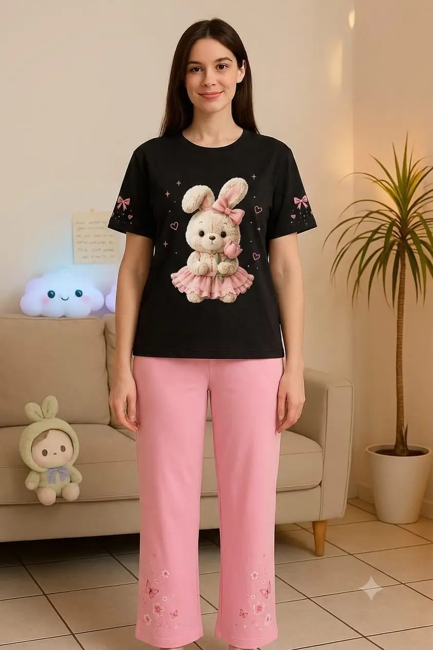 2 Pcs Women's Stitched Cotton Jersey Printed Night Suit