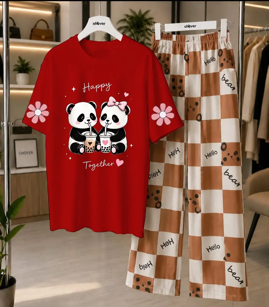 2 Pcs Women's Stitched Cotton Jersey Printed Night Suit