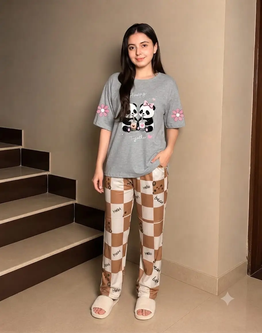2 Pcs Women's Stitched Cotton Jersey Printed Night Suit