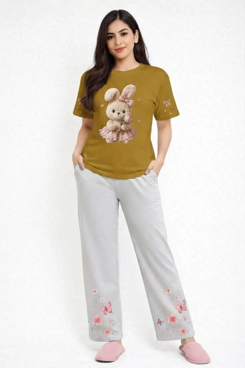 2 Pcs Women's Stitched Cotton Jersey Printed Night Suit