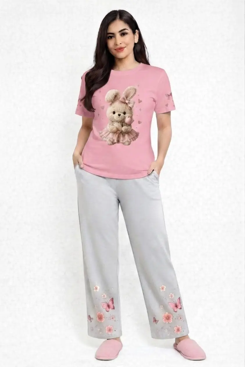 2 Pcs Women's Stitched Cotton Jersey Printed Night Suit