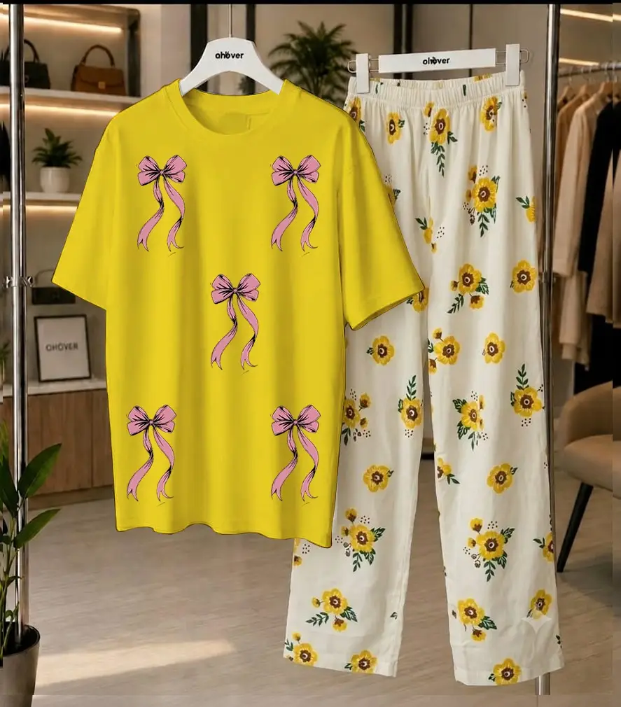 2 Pcs Women's Stitched Cotton Jersey Printed Night Suit