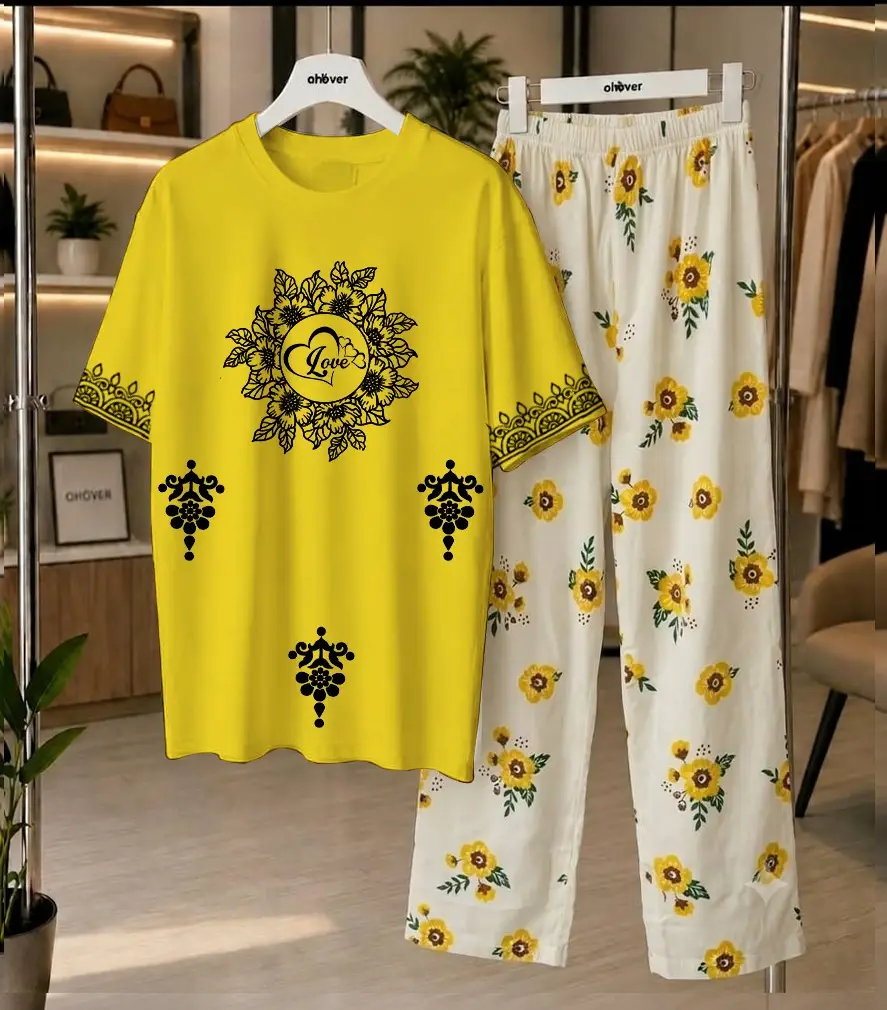 2 Pcs Women's Stitched Cotton Jersey Printed Night Suit