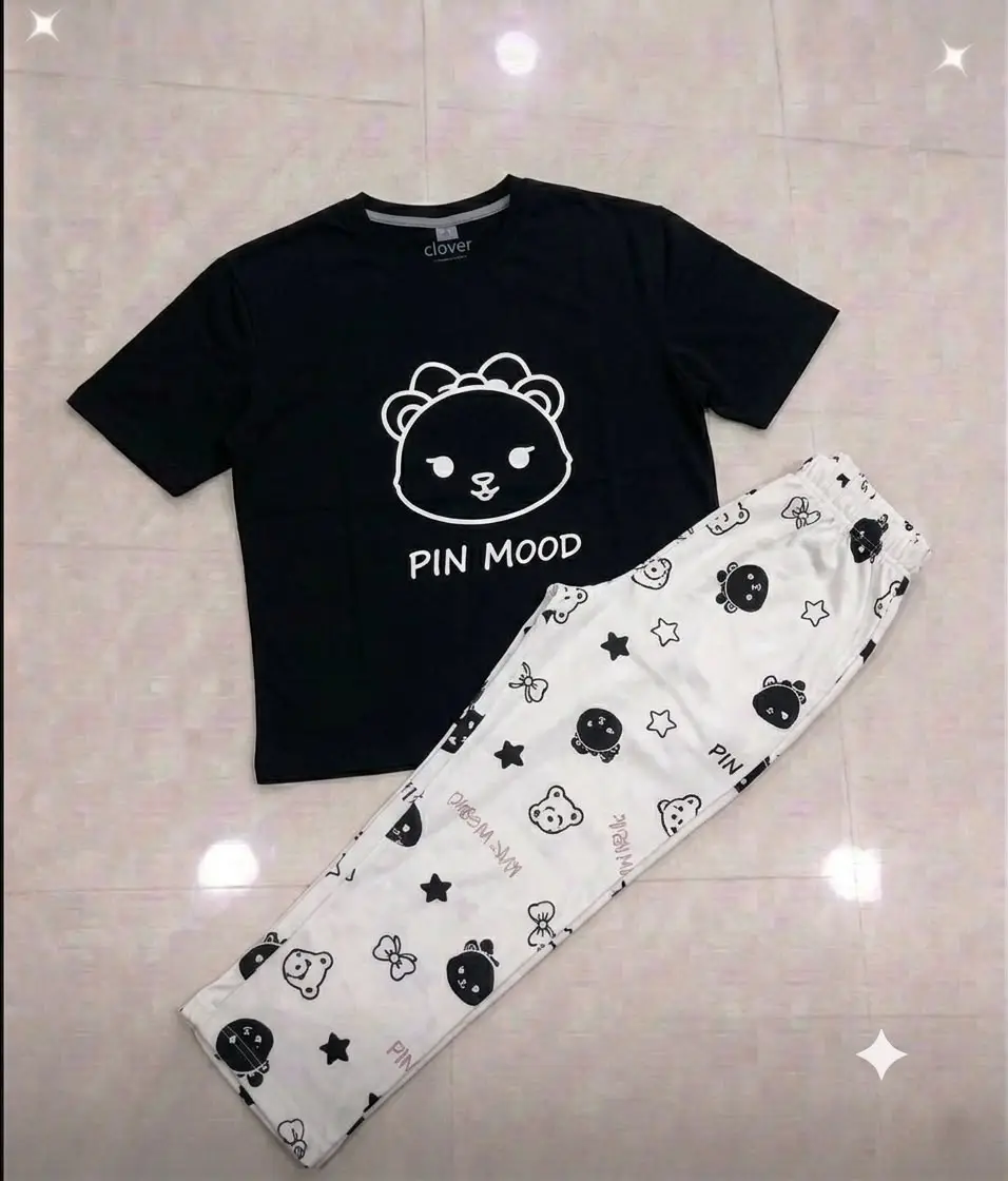 2 Pcs Women's Stitched Jersey Printed Night Suit