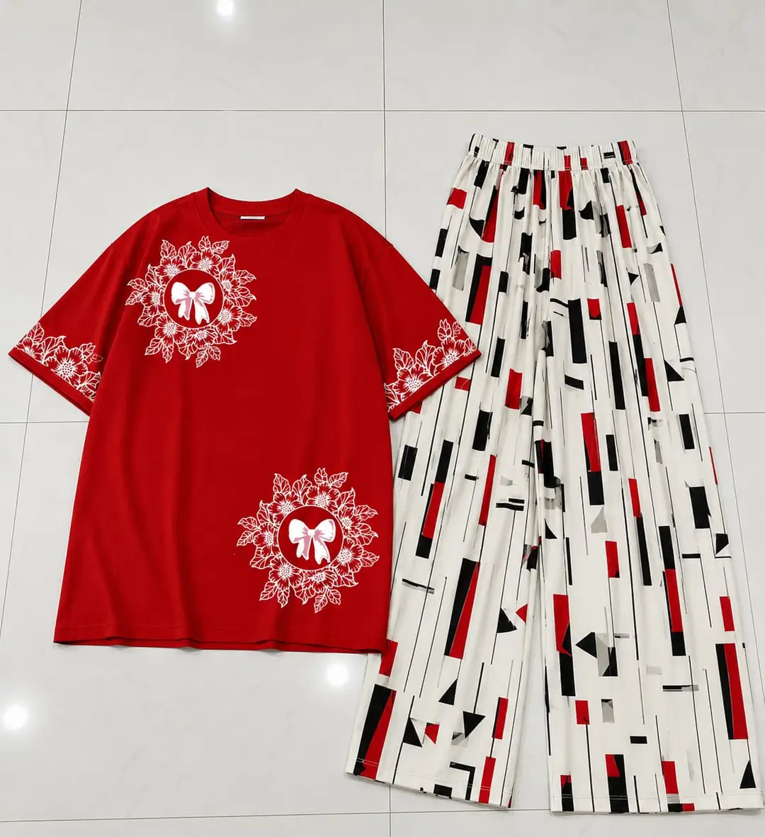 2 Pcs Women's Stitched Jersey Printed Night Suit
