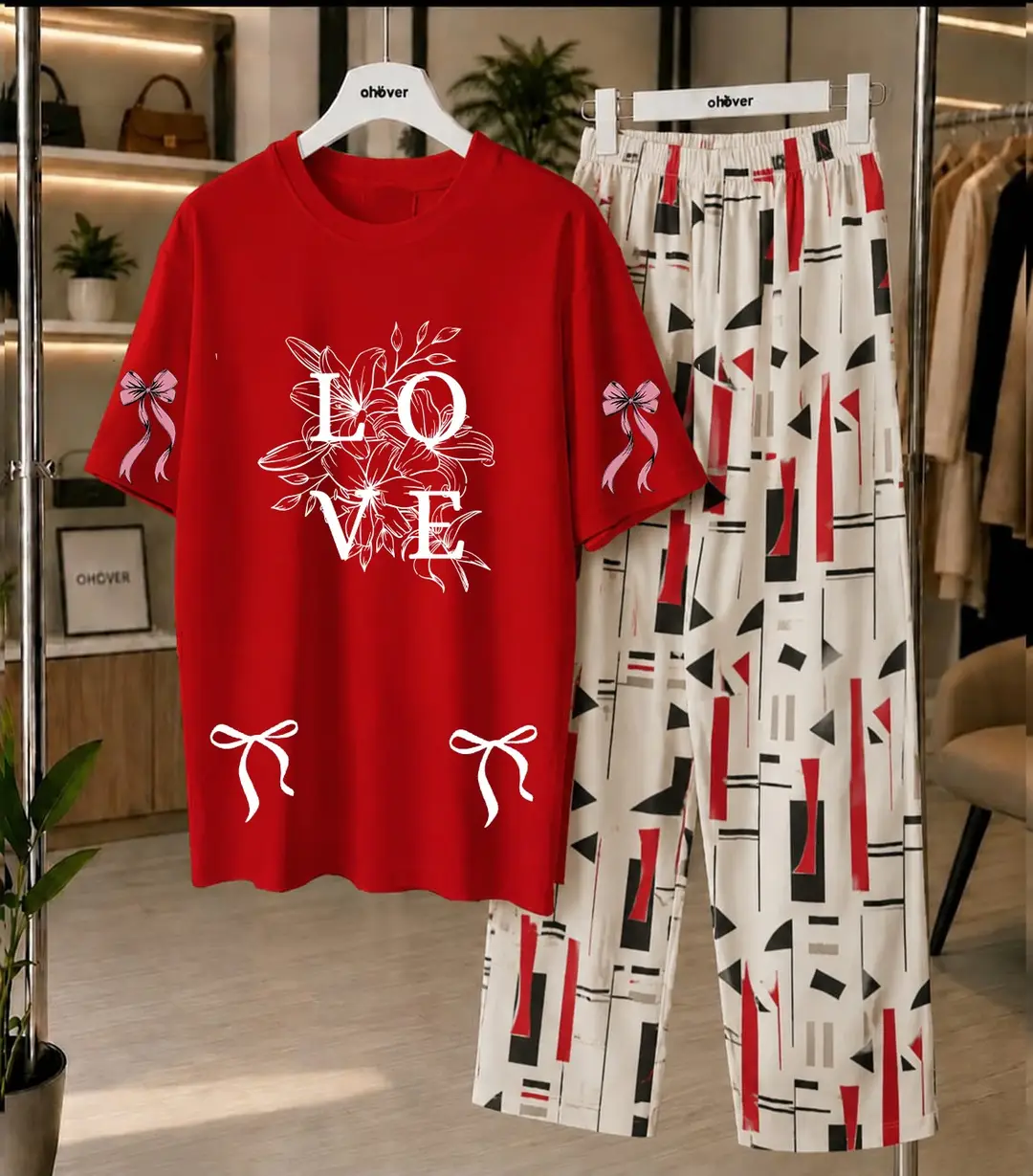 2 Pcs Women's Stitched Jersey Printed Night Suit