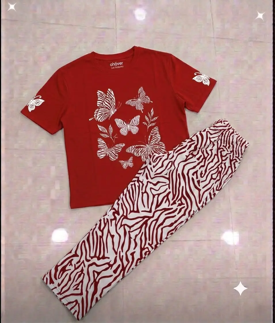 2 Pcs Women's Stitched Jersey Printed Night Suit
