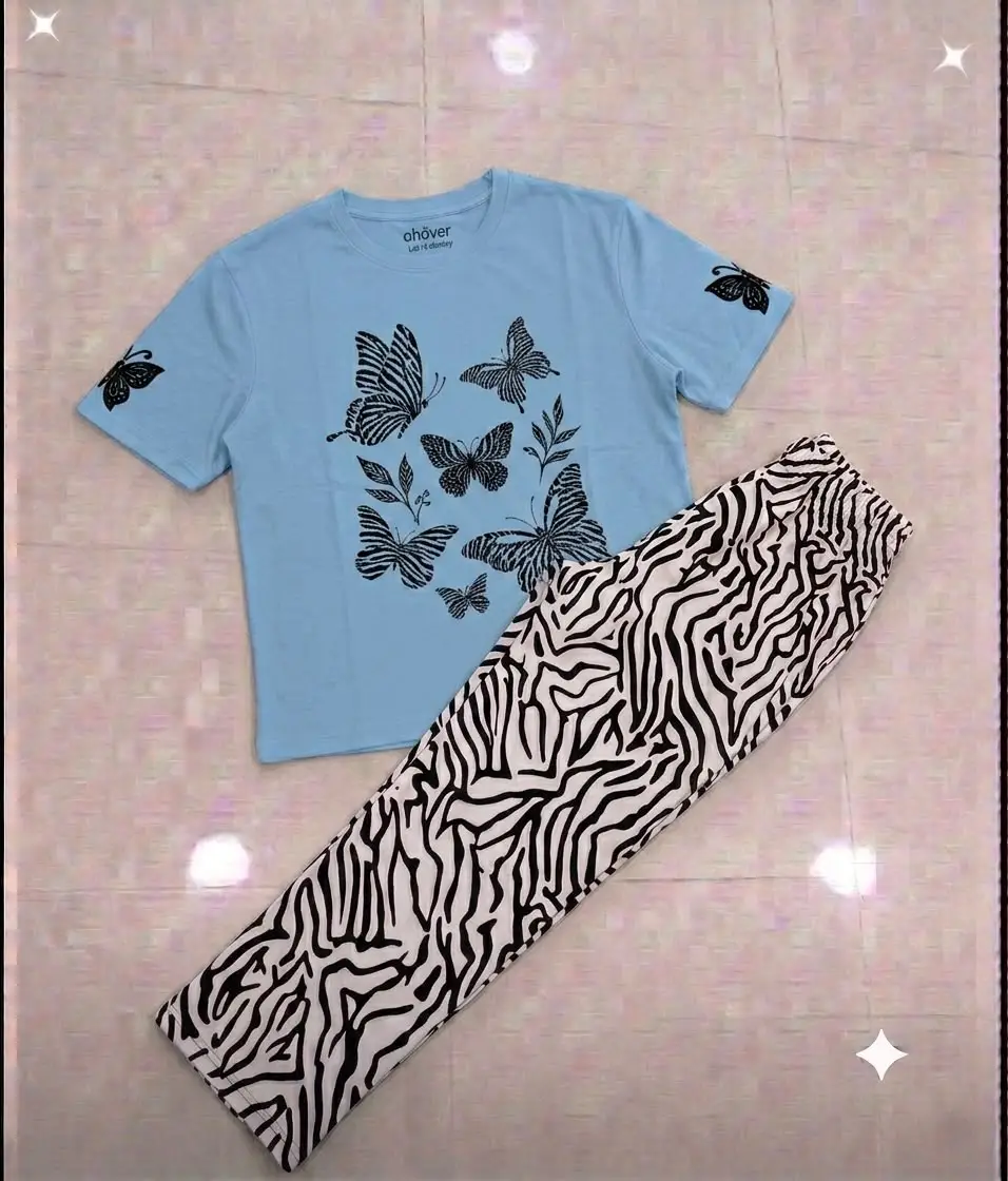 2 Pcs Women's Stitched Jersey Printed Night Suit