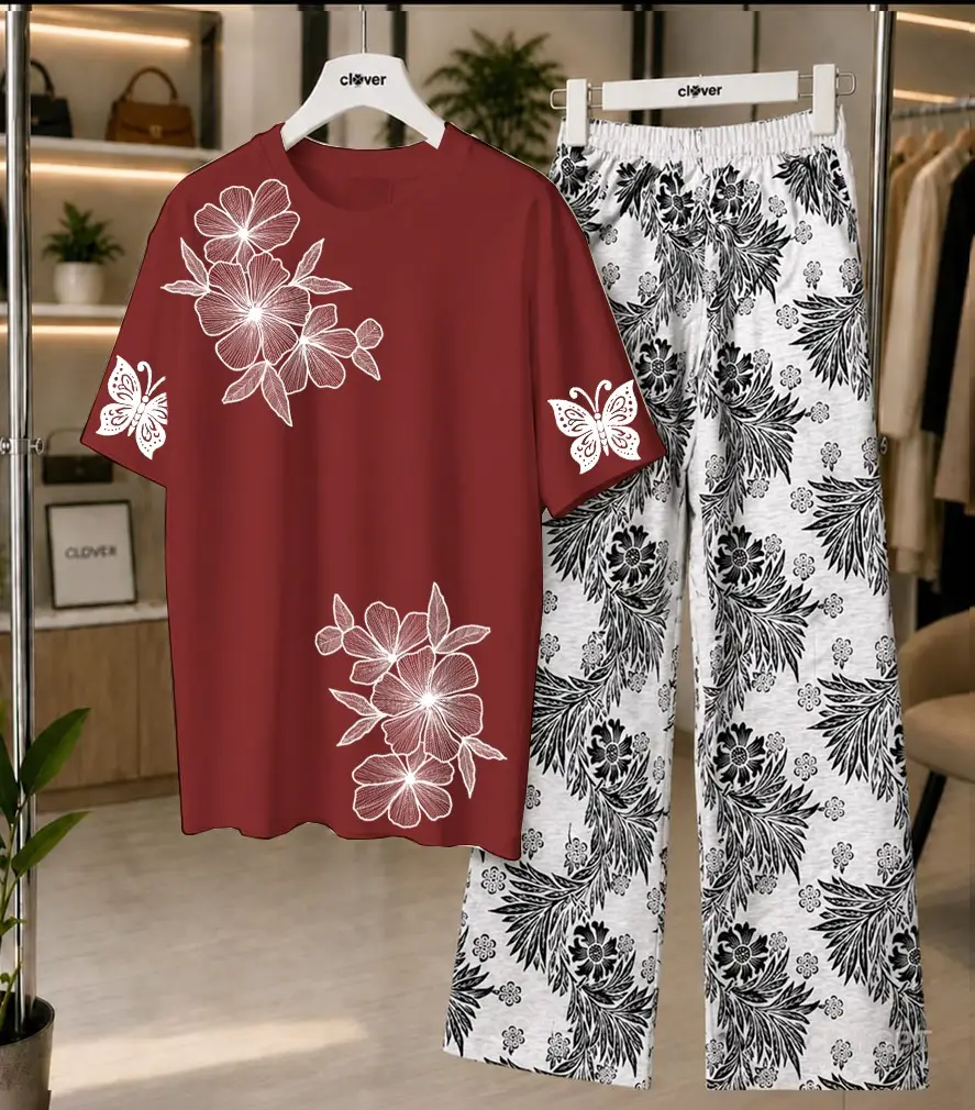 2 Pcs Women's Stitched Cotton Jersey Printed Night Suit