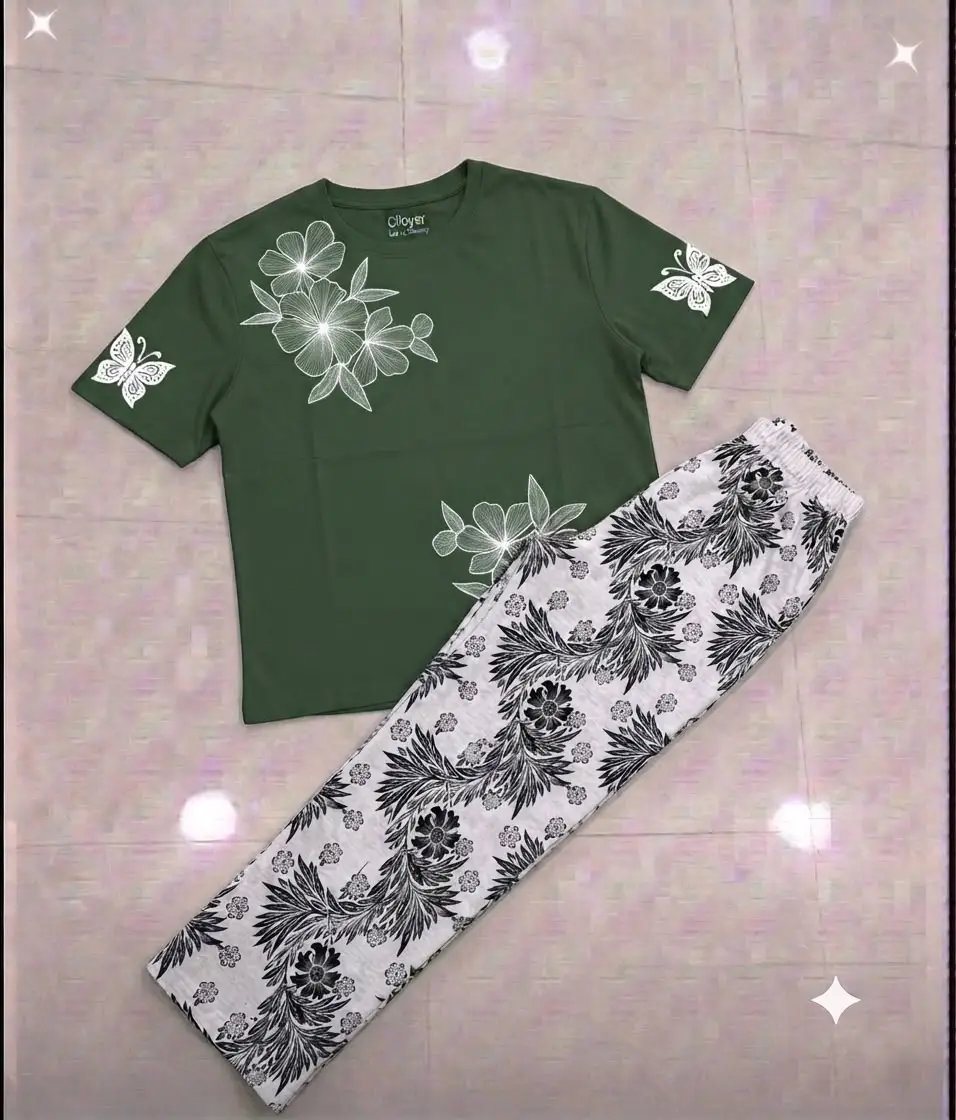 2 Pcs Women's Stitched Cotton Jersey Printed Night Suit