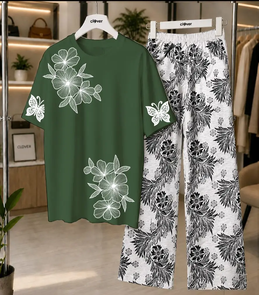 2 Pcs Women's Stitched Cotton Jersey Printed Night Suit