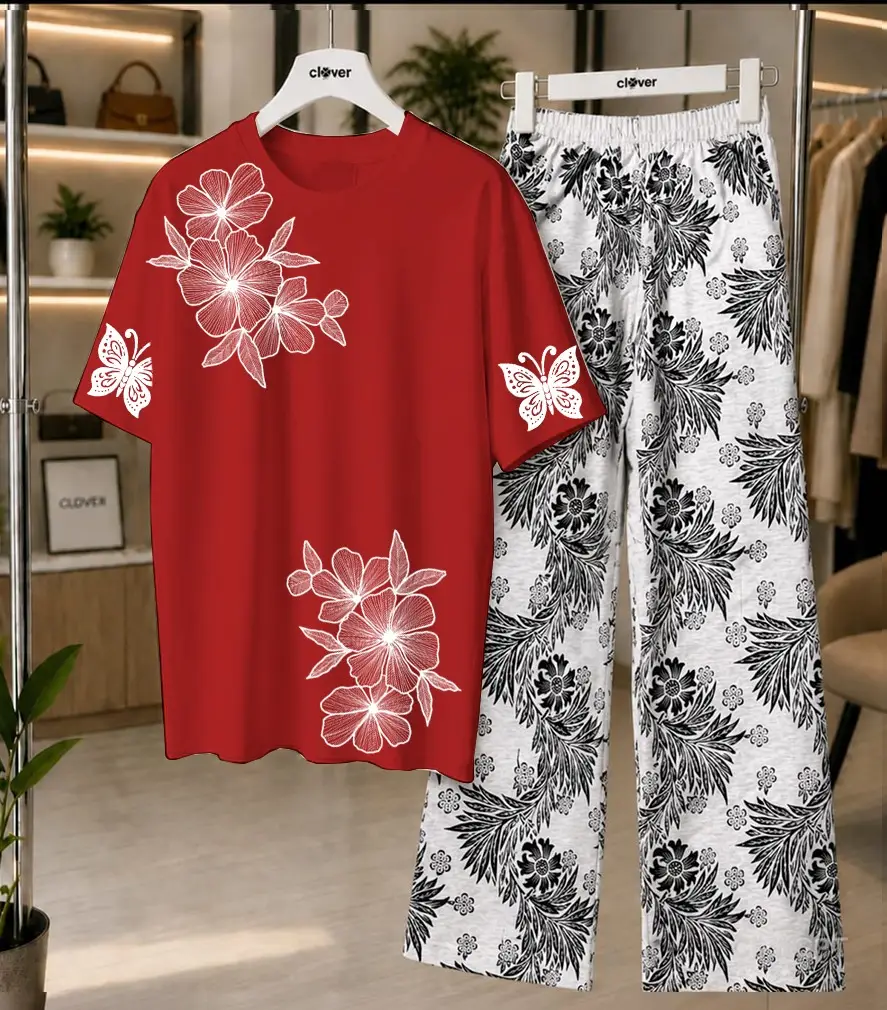 2 Pcs Women's Stitched Cotton Jersey Printed Night Suit