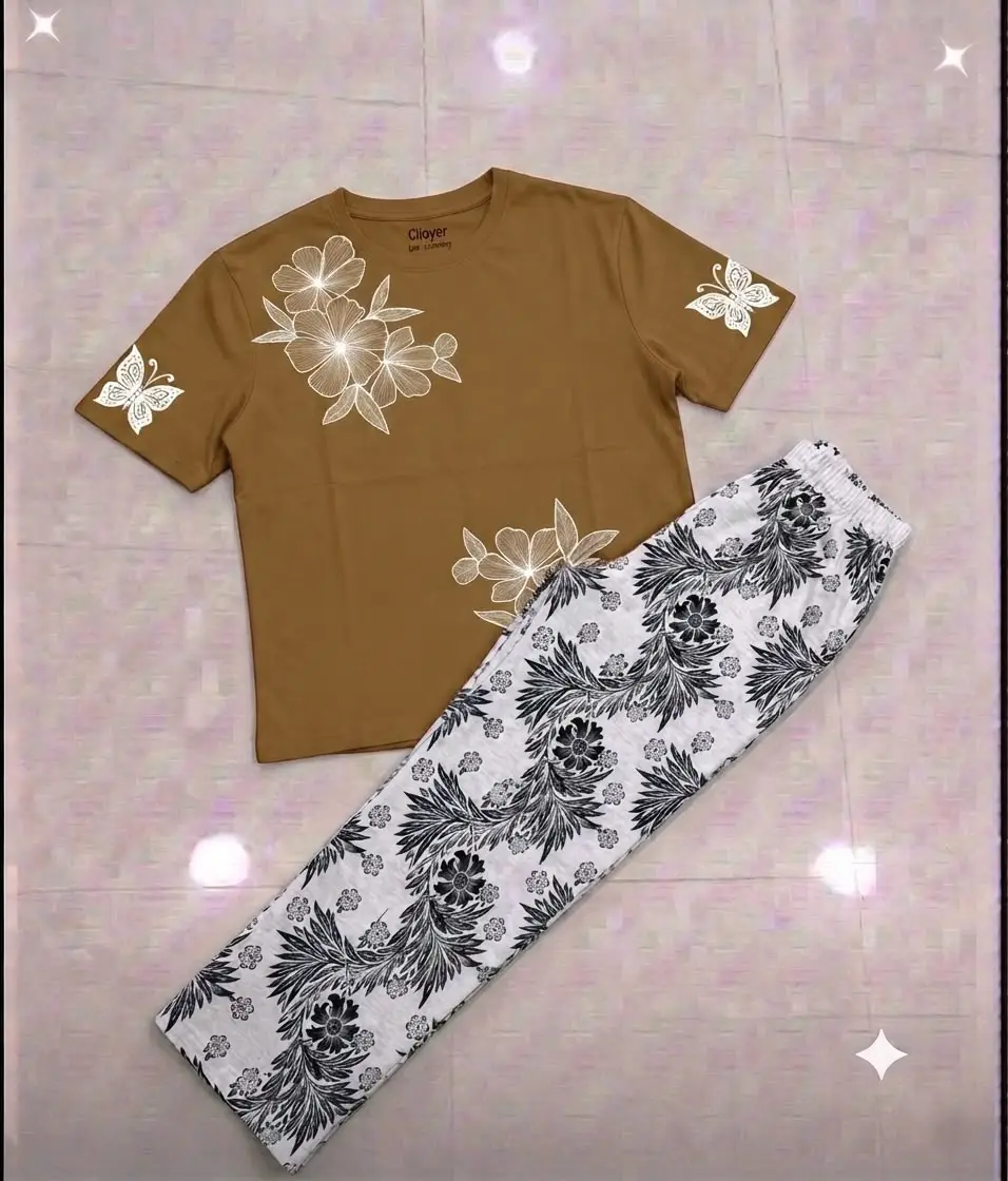 2 Pcs Women's Stitched Cotton Jersey Printed Night Suit