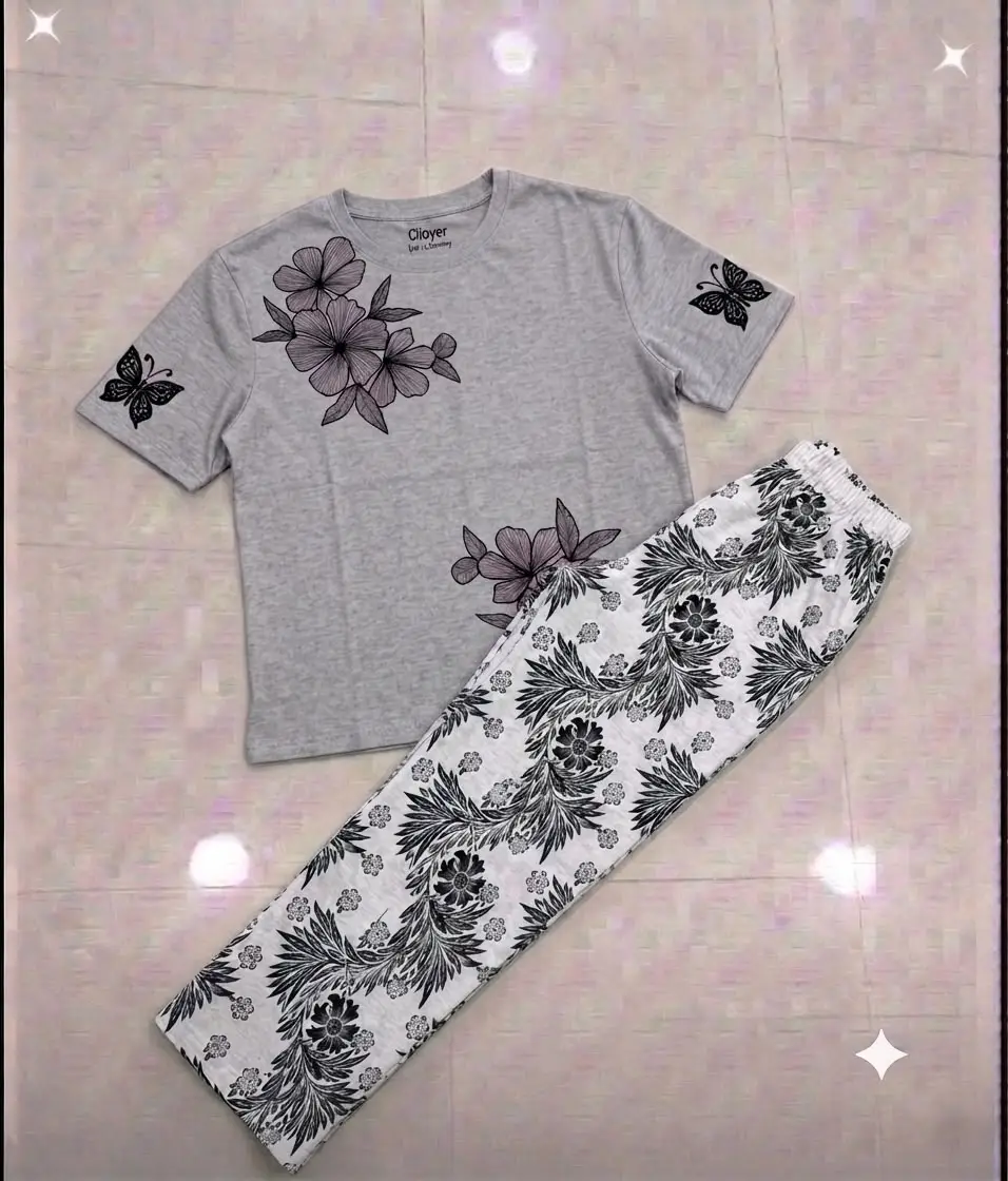 2 Pcs Women's Stitched Cotton Jersey Printed Night Suit