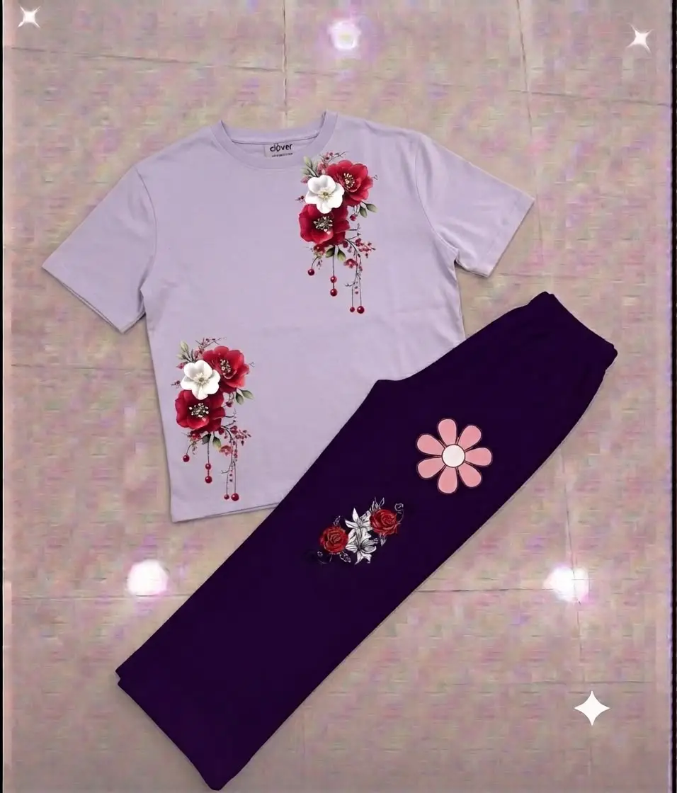 2 Pcs Women's Stitched Cotton Jersey Printed Night Suit