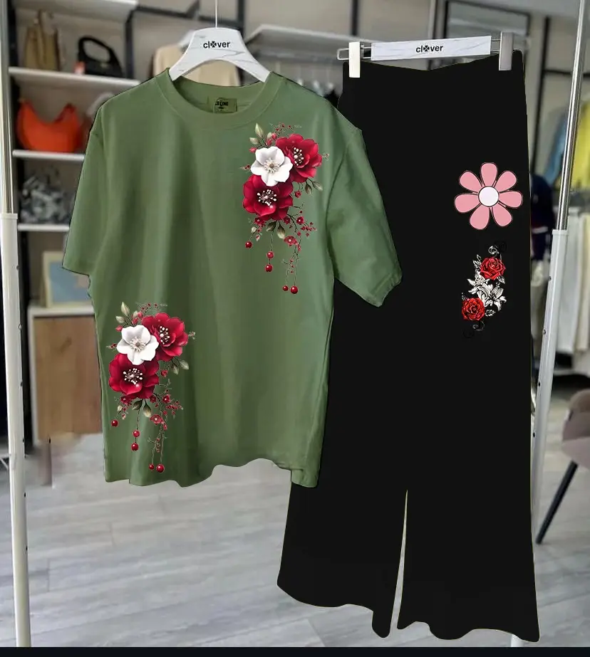 2 Pcs Women's Stitched Cotton Jersey Printed Night Suit