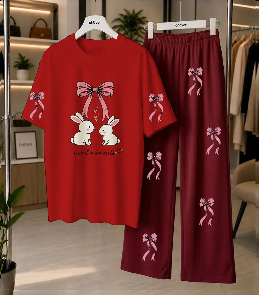 2 Pcs Women's Stitched Cotton Jersey Printed Night Suit