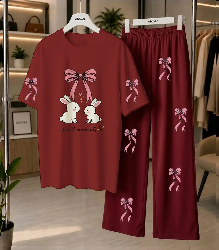 2 Pcs Women's Stitched Cotton Jersey Printed Night Suit