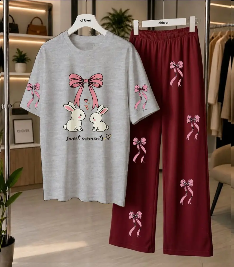 2 Pcs Women's Stitched Cotton Jersey Printed Night Suit