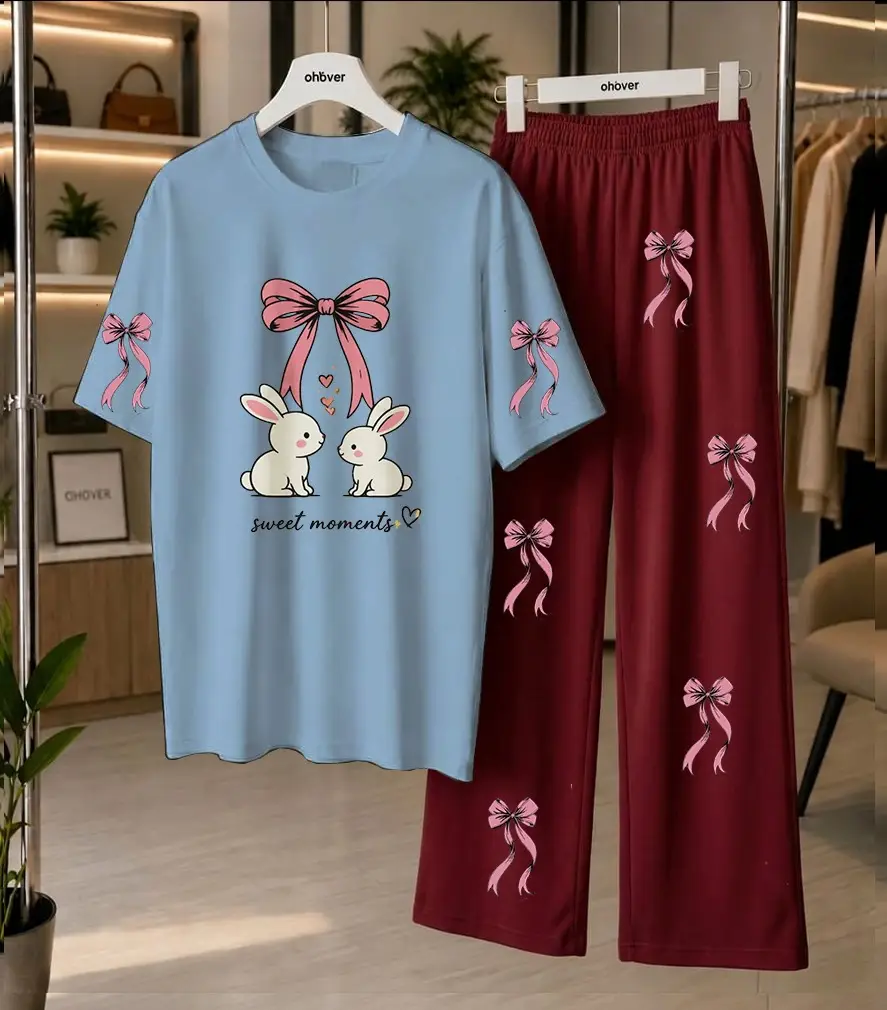 2 Pcs Women's Stitched Cotton Jersey Printed Night Suit