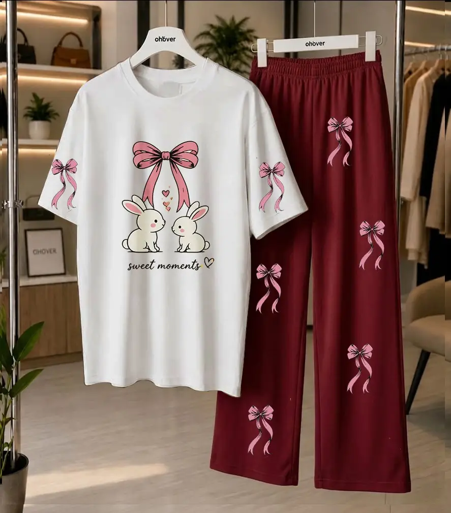 2 Pcs Women's Stitched Cotton Jersey Printed Night Suit