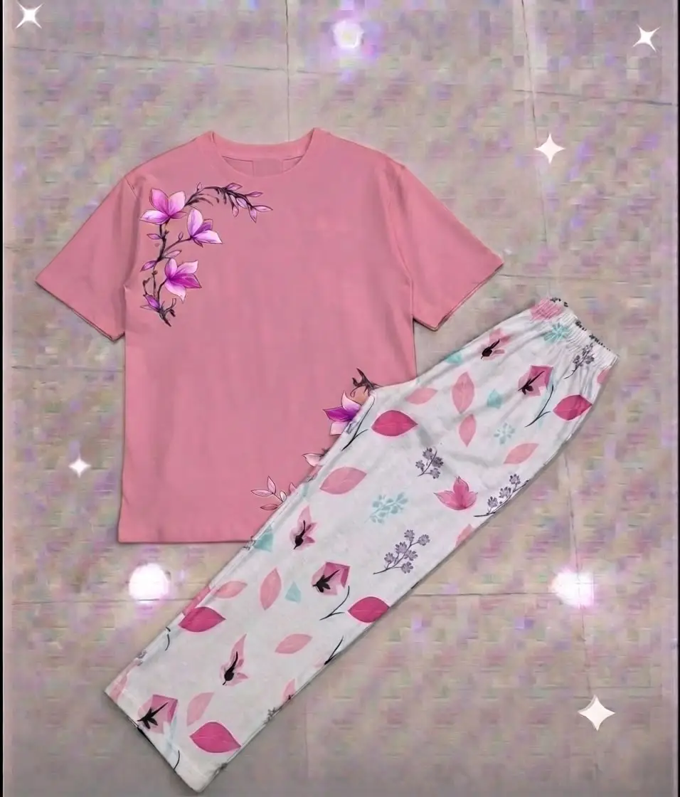 2 Pcs Women's Stitched Cotton Jersey Printed Night Suit