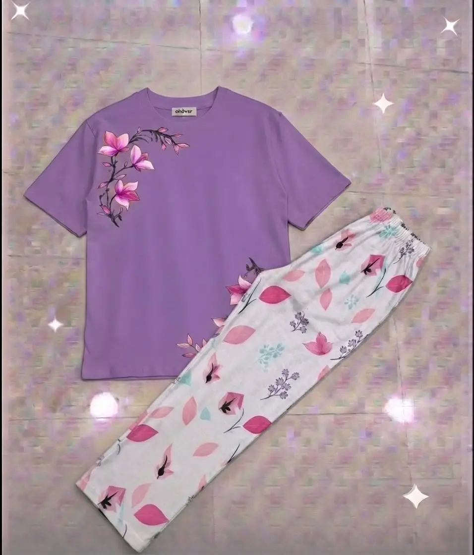 2 Pcs Women's Stitched Cotton Jersey Printed Night Suit