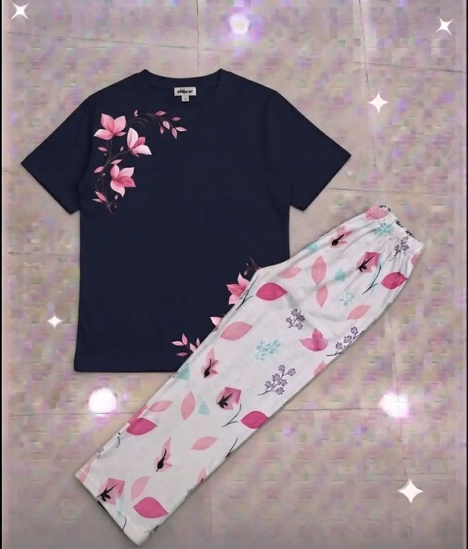 2 Pcs Women's Stitched Cotton Jersey Printed Night Suit