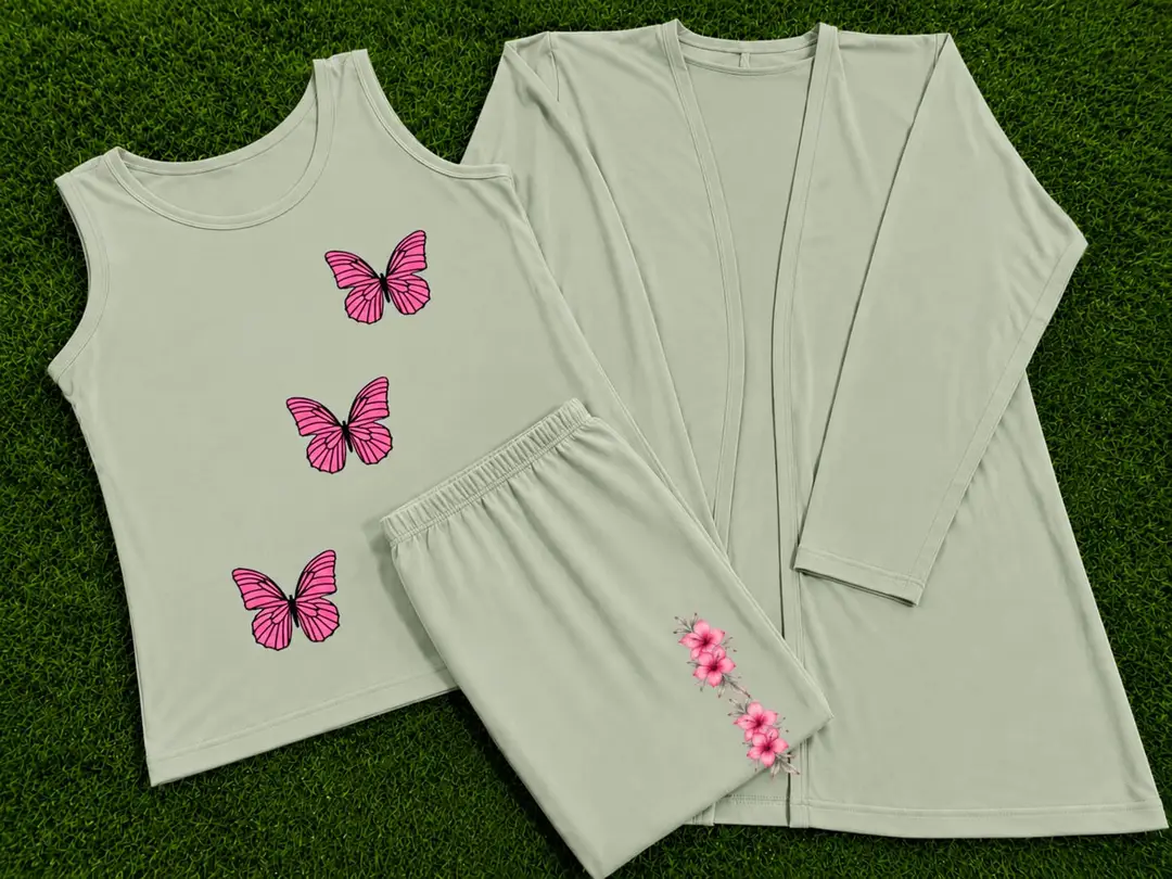 3 Pcs Women's Stitched Jersey Printed Night Suit