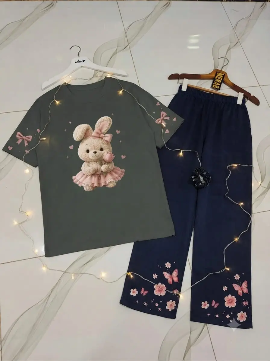 2 Pcs Women's Stitched Cotton Jersey Printed Night Suit