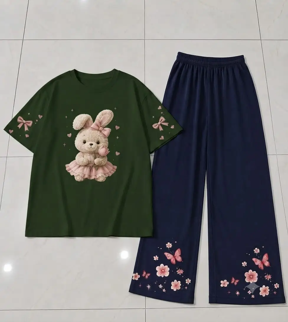 2 Pcs Women's Stitched Cotton Jersey Printed Night Suit