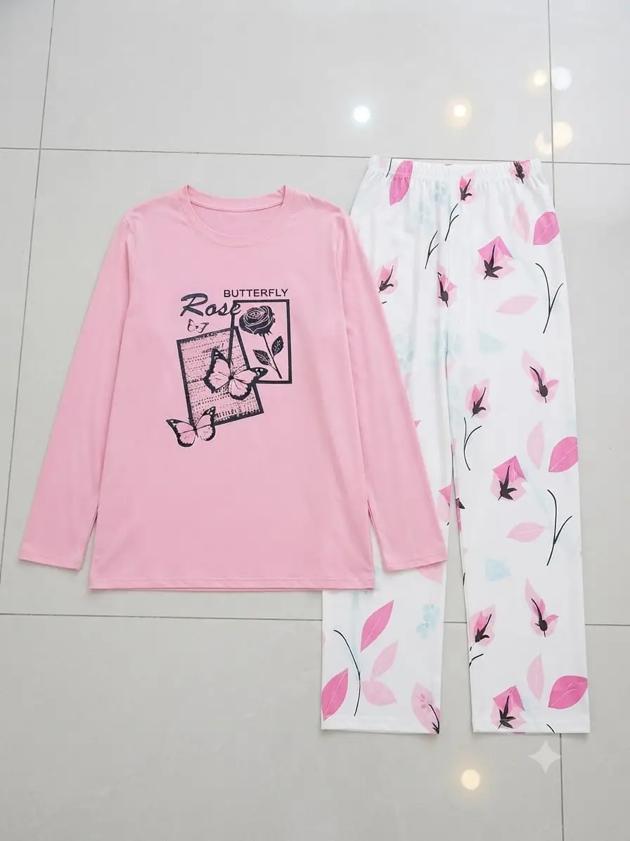 2 Pcs Women's Stitched Jersey Printed Night Suit