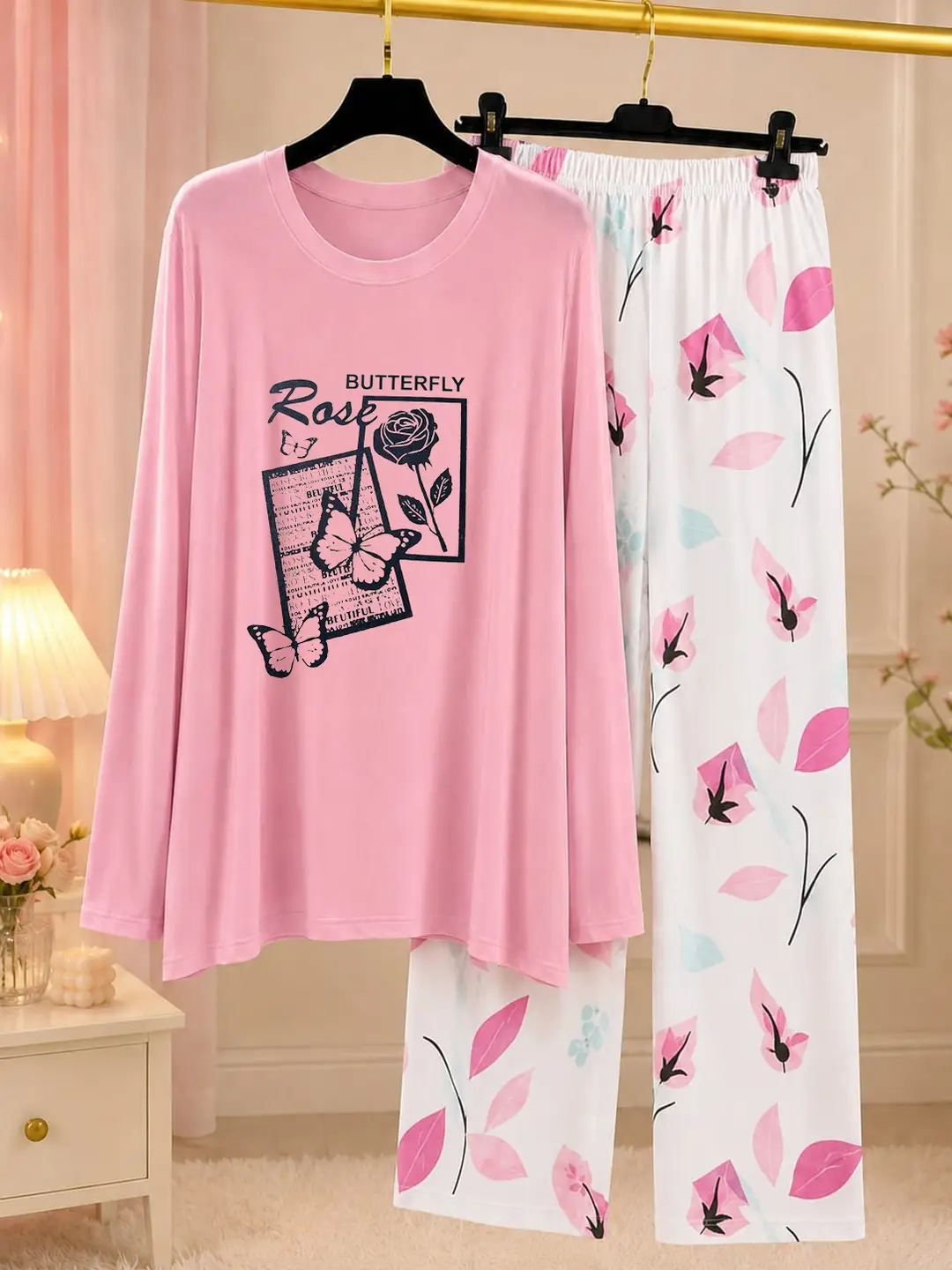 2 Pcs Women's Stitched Jersey Printed Night Suit