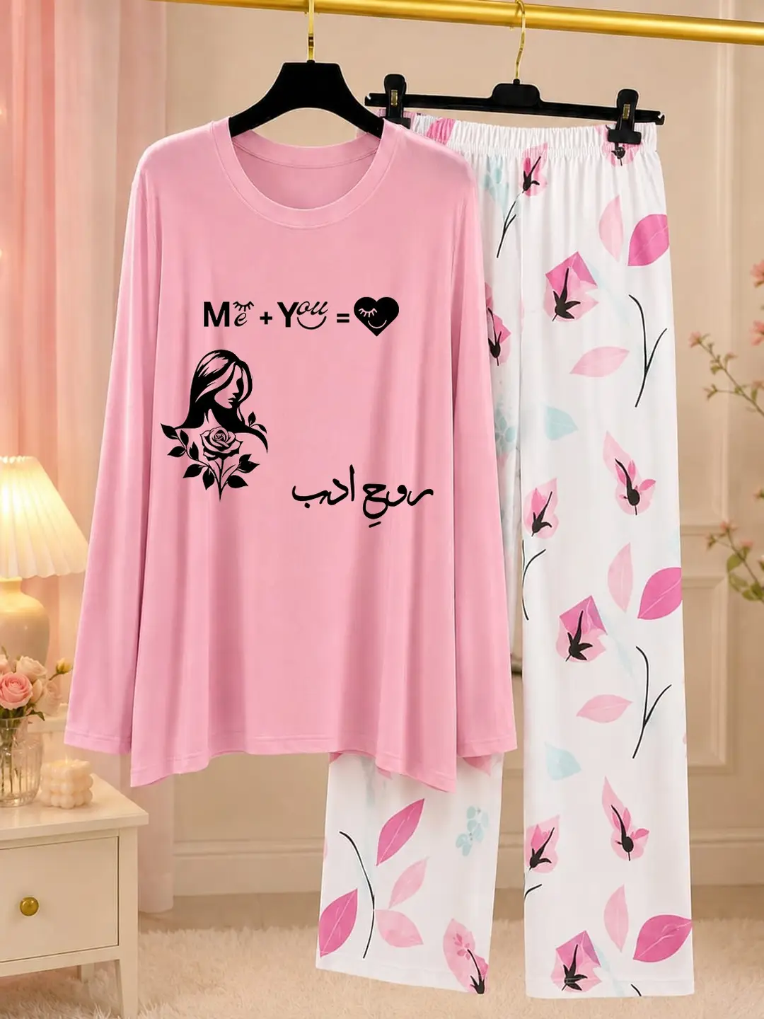 2 Pcs Women's Stitched Jersey Printed Night Suit