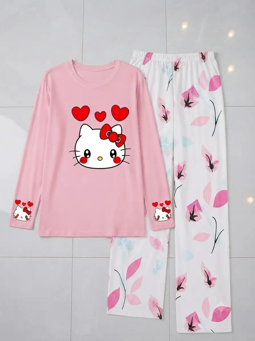 2 Pcs Women's Stitched Jersey Printed Night Suit