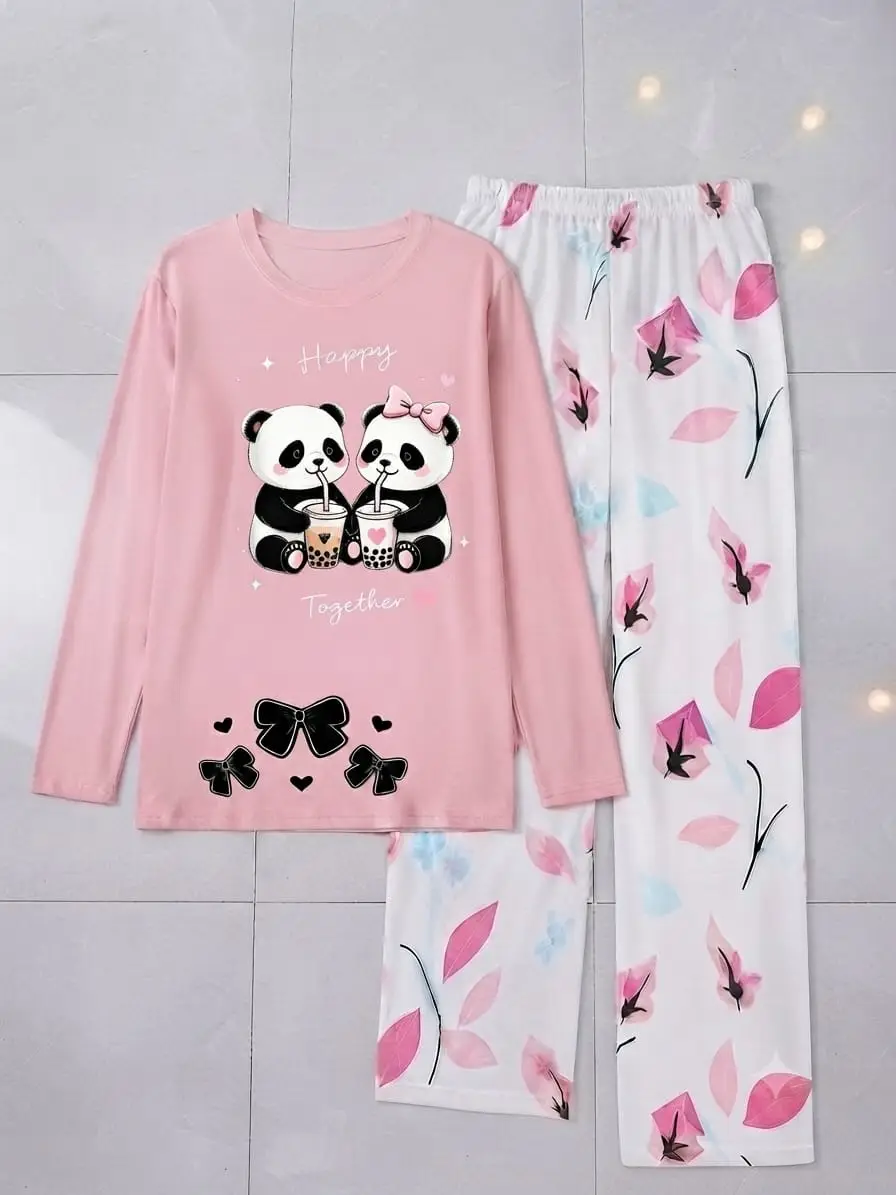 2 Pcs Women's Stitched Jersey Printed Night Suit