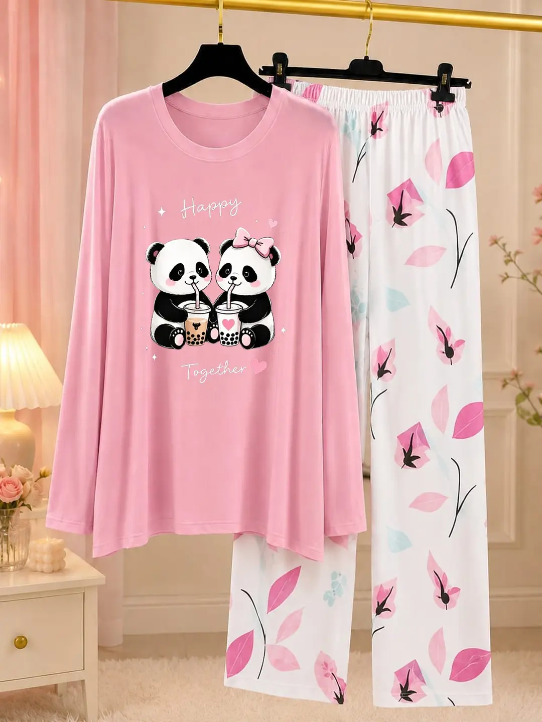 2 Pcs Women's Stitched Jersey Printed Night Suit