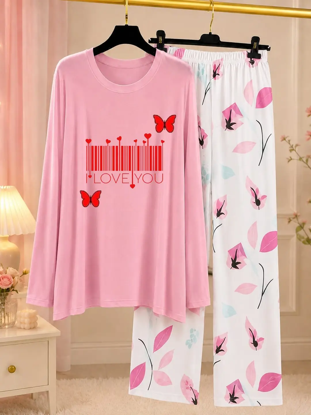 2 Pcs Women's Stitched Jersey Printed Night Suit