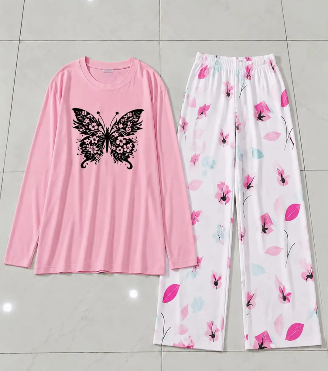 2 Pcs Women's Stitched Jersey Printed Night Suit