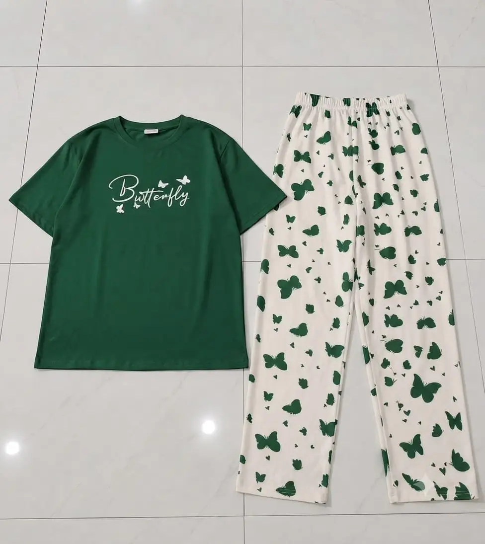 2 Pcs Women's Stitched Jersey Printed Night Suit