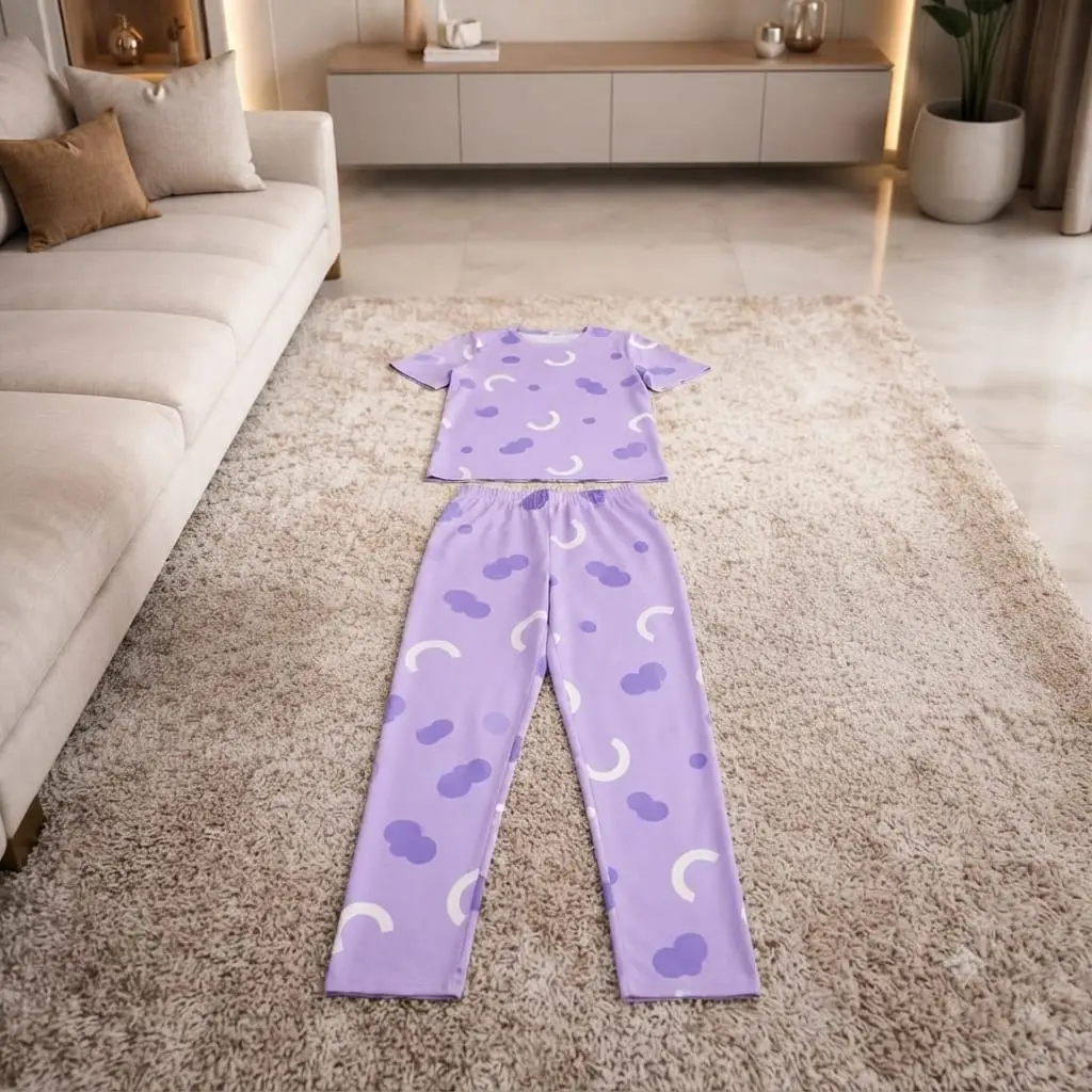 2 Pcs Women's Stitched Jersey Printed Night Suit