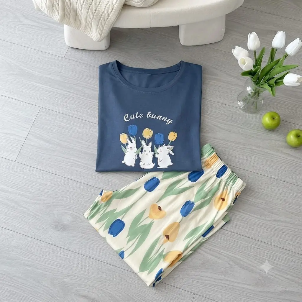 2 Pcs Women's Stitched Jersey Printed Night Suit