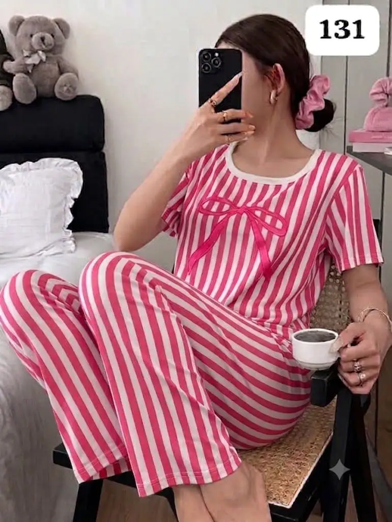 2 Pcs Women's Stitched Jersey Printed Night Suit