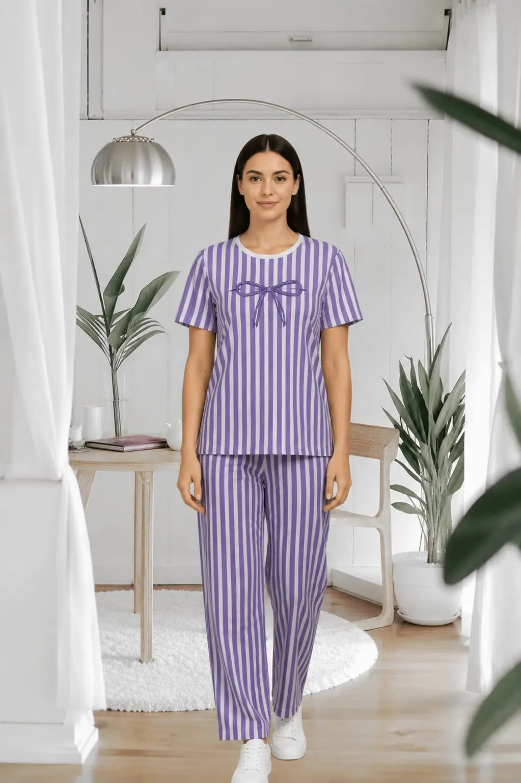 2 Pcs Women's Stitched Jersey Printed Night Suit
